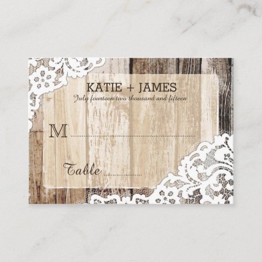 ウッドアンドレース素朴カントリーウェディング座席表 プレイスカード (正面)