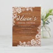 ウッドアンドレース素朴ブライダルシャワーへの招待 招待状 (スタンド正面)