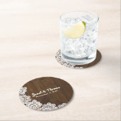 ウッドアンドレース結婚紙コースター ラウンドペーパーコースター (インサイチュ)