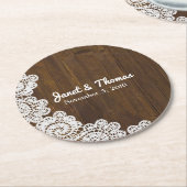 ウッドアンドレース結婚紙コースター ラウンドペーパーコースター (アングル)