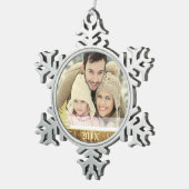 ウッドアンド金ゴールドファカスタムーンオーナメント スノーフレークピューターオーナメント (右)