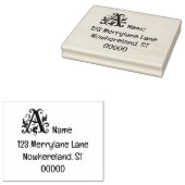 ウッドアートスタンプイニシャルAと住所。 ラバースタンプ (押印)