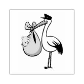 ウッドアートスタンプ/ベビー付きストーク ラバースタンプ (インプリント)