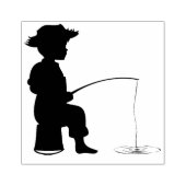 ウッドアートスタンプ/リトルボーイ魚釣り ラバースタンプ (インプリント)