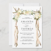 ウッドアーバーアーチアイボリーホワイト素朴フローラ結婚ズ 招待状 (正面)