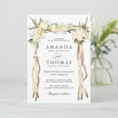 ウッドアーバーアーチアイボリーホワイト素朴フローラ結婚ズ 招待状 (スタンド正面)