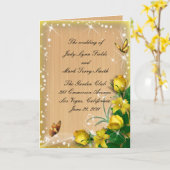 ウッドイエロー素朴フローラバタフライプログラムカード カード (黄色い花)