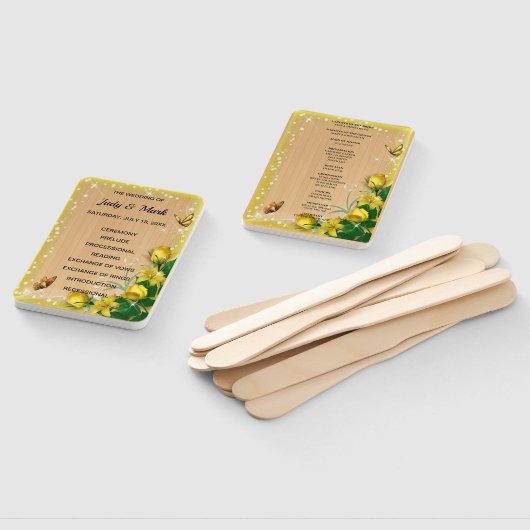 ウッドイエロー素朴フローラバタフライプログラム ハンドファン (組立なし)