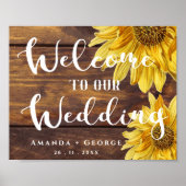 ウッドイエロ素朴ーンヒマワリへようこそ結婚 ポスター (正面)