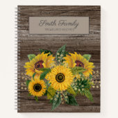 ウッドイパーソナライズされたロ素朴イひまわりレシピ ノートブック (正面)