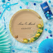 ウッドイ素朴ローフローラバタフライ結婚ズ ペーパープレート (パーティー)