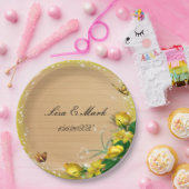 ウッドイ素朴ローフローラバタフライ結婚ズ ペーパープレート (パーティー)