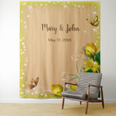 ウッドイ素朴ローフローラバタフライ背景 タペストリー (インサイチュ)