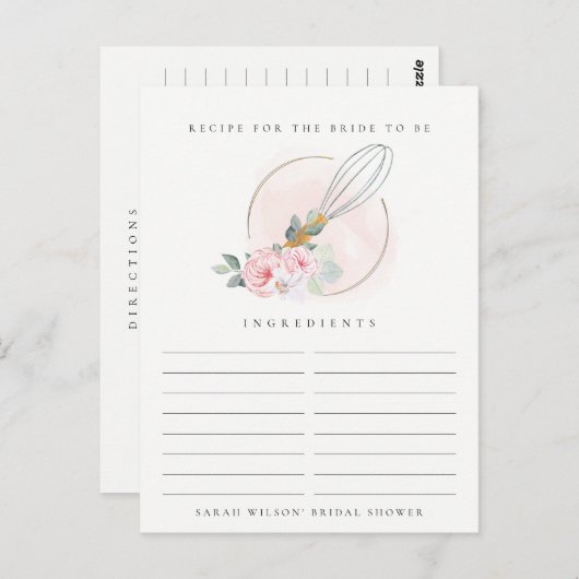 ウッドウィスク フローラル レシピ リクエスト ブライズシャワー ポストカード (正面/裏面)