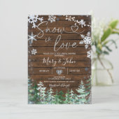 ウッドウィンタースノーインラブスノーフレークブライダルシャワー 招待状 (スタンド正面)