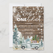 ウッドウィンタートラックOnederland Forest 1st誕生日 招待状 (正面)