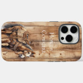 ウッドウェスタンフェイクカウボーイ女性のカーボーイホース Case-Mate iPhoneケース (裏面 (横))