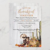 ウッドウェスタン素朴をテーマにした感謝祭ディナー請求書 招待状 (正面/裏面)