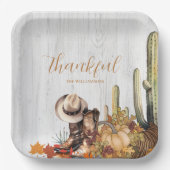 ウッドウェスタン素朴をテーマにした感謝祭ディナー ペーパープレート (正面)