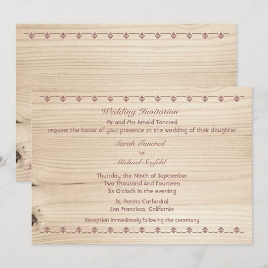 ウッドウェディング 招待状 (正面/裏面)