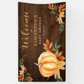 ウッドウォーターカラーカボンプキンベビーシャワー秋へようこそ 横断幕 (縦)