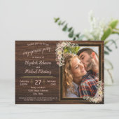 ウッドウォー素朴タカラーフラワーズテンプレート婚約 招待状 (スタンド正面)