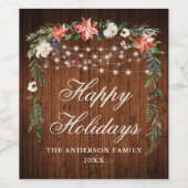 ウッドウォー素朴ターカラーポインセチアライツホリデイ ワインラベル (シングルラベル)