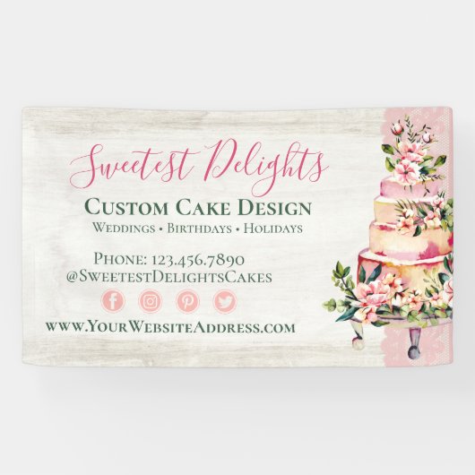 ウッドウォー素朴トカラーフローラ結婚ズケーキベーカリー 横断幕 (横)