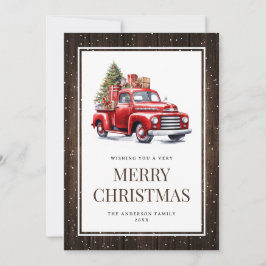 ウッドウォー素朴トカラーレッドトラッククリスマスツリー シーズンカード