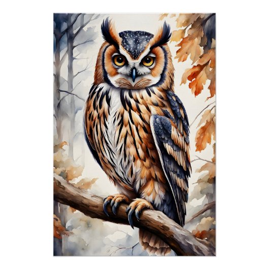 ウッドウカラフルクロウオンツリーブランチ ポスター (正面)