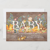 ウッドウッドウッドランドニュートラルベビーシャワー招待状 招待状 (正面)