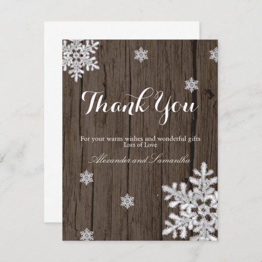 ウッドウー素朴ター雪片サンキューカード (正面/裏面)
