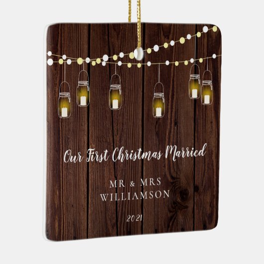 ウッドウ素朴ィーズ初めてのクリスマス結婚した セラミックオーナメント (右)