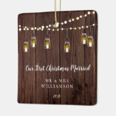 ウッドウ素朴ィーズ初めてのクリスマス結婚した セラミックオーナメント (左)