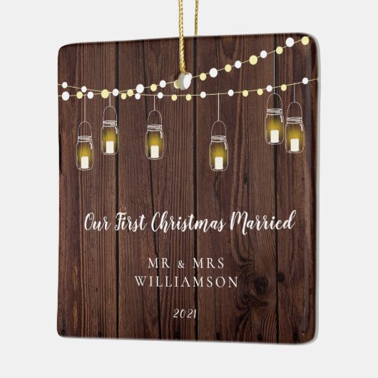 ウッドウ素朴ィーズ初めてのクリスマス結婚した セラミックオーナメント (左)