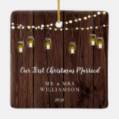 ウッドウ素朴ィーズ初めてのクリスマス結婚した セラミックオーナメント (裏面)