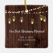 ウッドウ素朴ィーズ初めてのクリスマス結婚した セラミックオーナメント (正面)