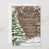 ウッドエバーグリーンウィンターオネダーランド1st誕生日 招待状 (正面)
