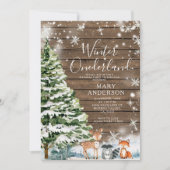 ウッドエバーグリーンウィンターオネダーランド1st誕生日 招待状 (正面)