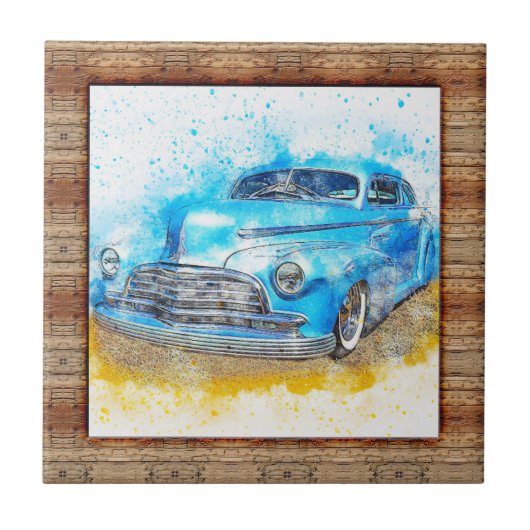 ウッドエフェクトフレーム抽象芸術アートカー タイル (正面)