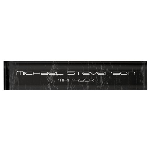 ウッドエフェクトブラックプロフェッショナル机用ネームプレート デスクネームプレート (正面)