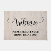 ウッドエレガントウェルカムホームあなたの靴を取り除く ドアマット (正面)