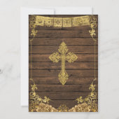 ウッドエレガントキュートガールプリメラコムニオン金ゴールドホワイト 招待状 (裏面)