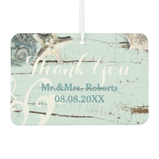 ウッドエレガントブエシーシェルビーチ結婚式 カーエアーフレッシュナー (正面)