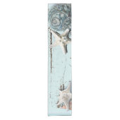 ウッドエレガントブエシーシェルビーチ結婚式 ショートテーブルランナー (正面)