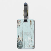 ウッドエレガントブエシーシェルビーチ結婚式 ラゲッジタグ (裏面縦)