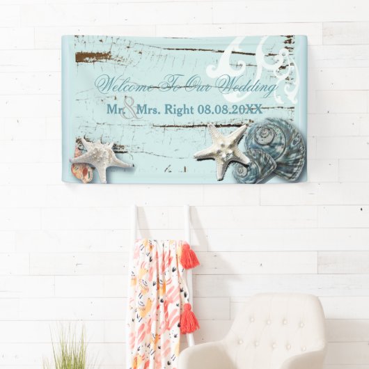 ウッドエレガントブエシーシェルビーチ結婚式 横断幕 (インサイチュ)