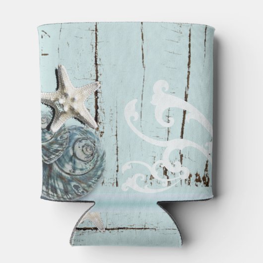 ウッドエレガントブエシーシェルビーチ結婚式 缶クーラー (裏面)