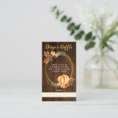 ウッドオレンジカボチャ秋ベビーシャワーおむつラッフル エンクロージャーカード (スタンド正面)