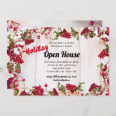 ウッドオープ素朴ンハウス招待状クリスマスホリデーズ 招待状 (正面/裏面)